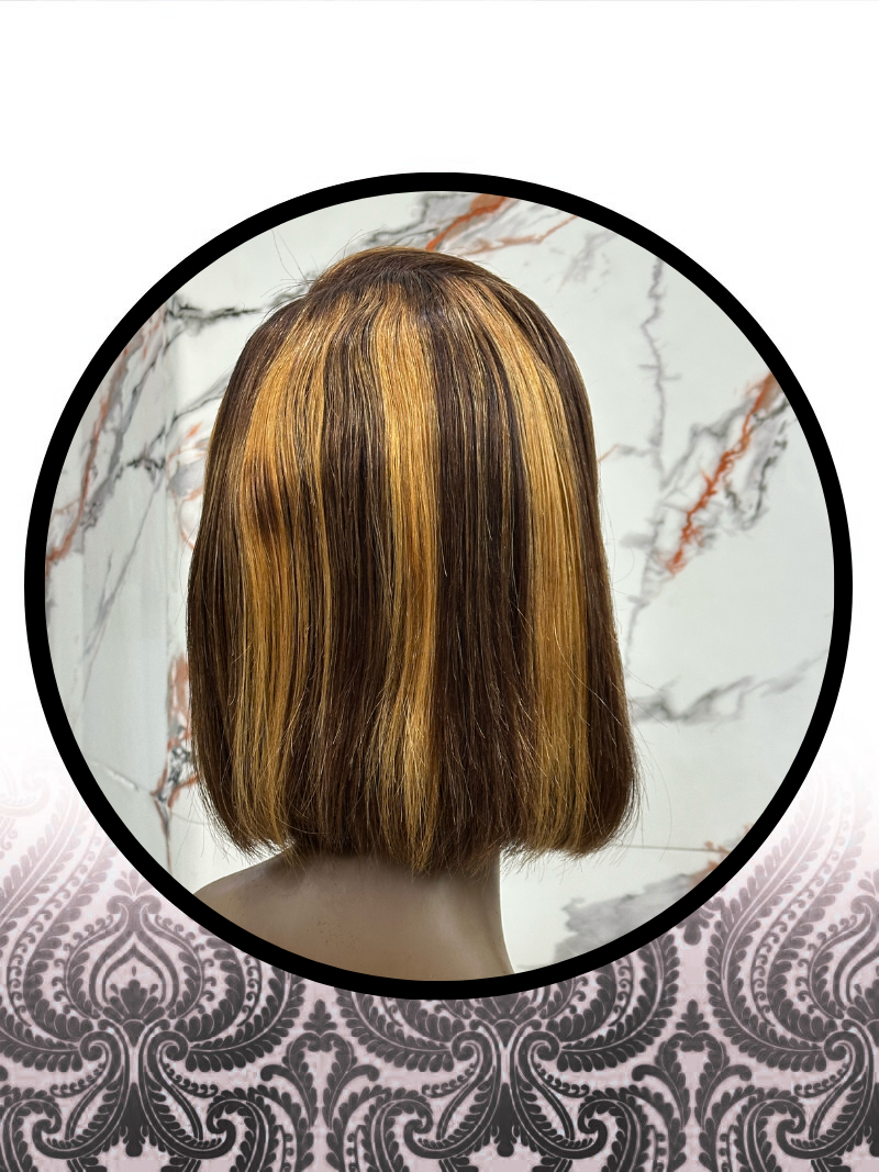 10" Straight Highlighted Lace Frontal Grade10 Wig