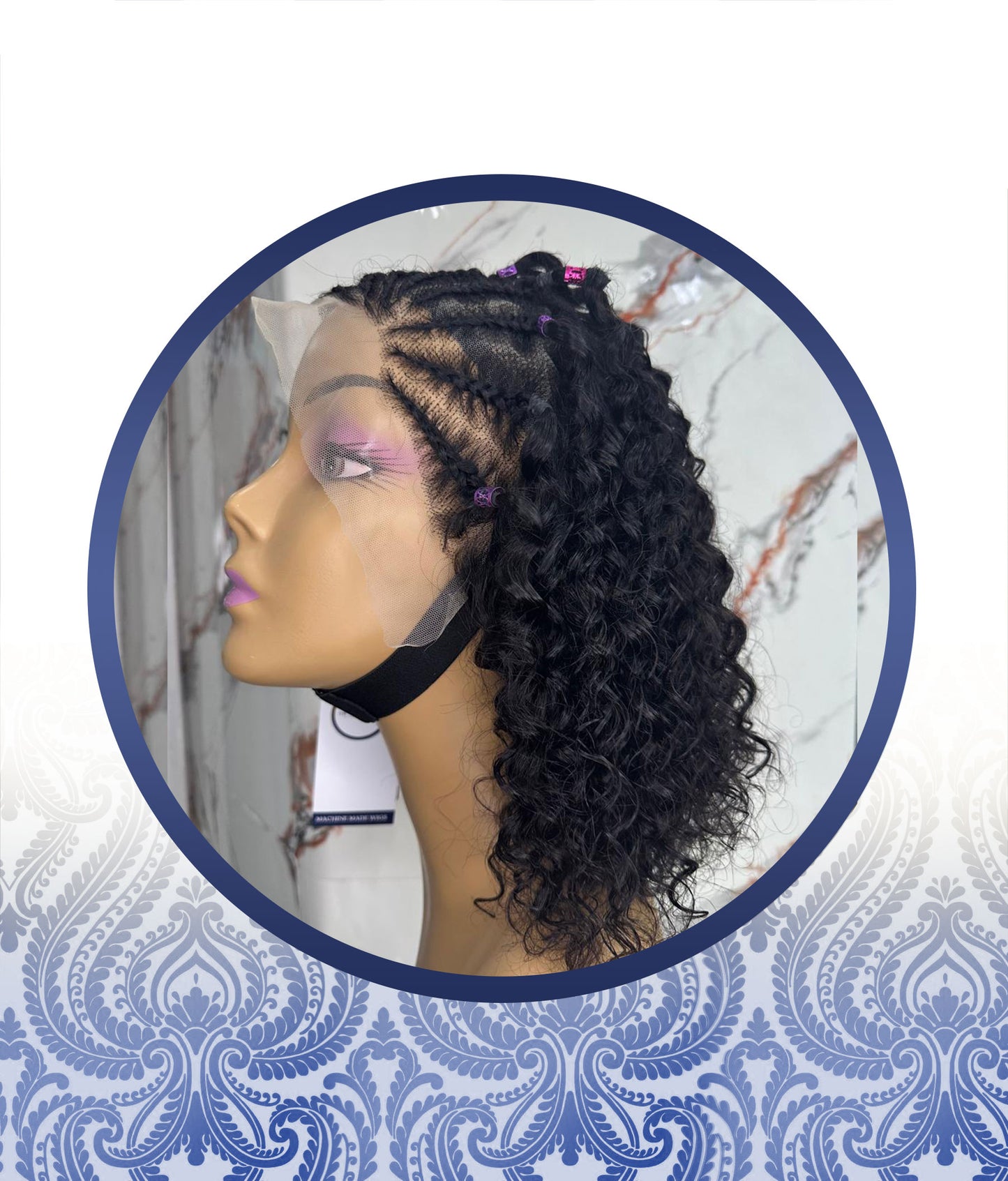 12" Braided Style Waterwave Frontal Wig