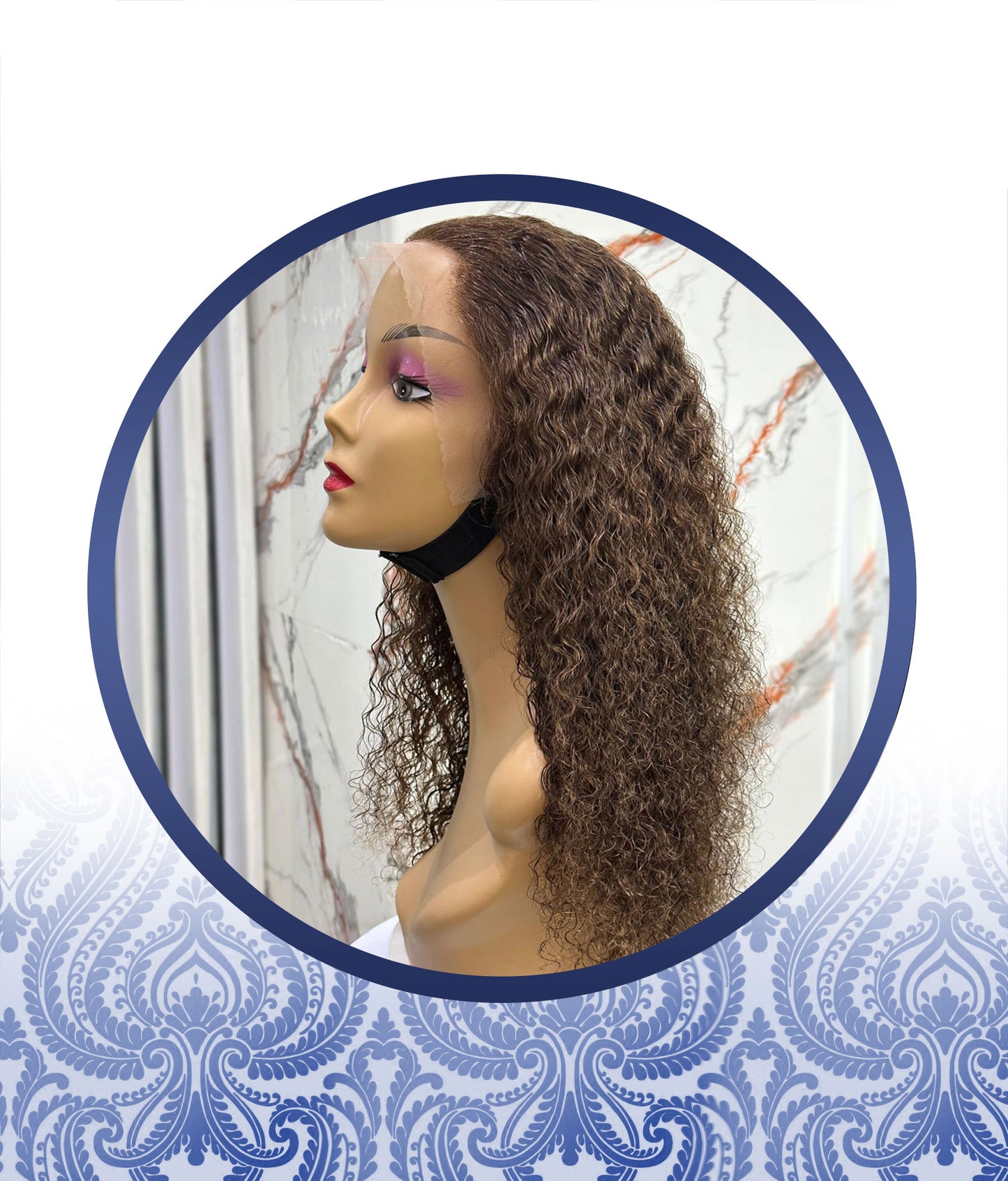 20 Inch Chocolate Brown Lace Frontal Jerry Curl Wig