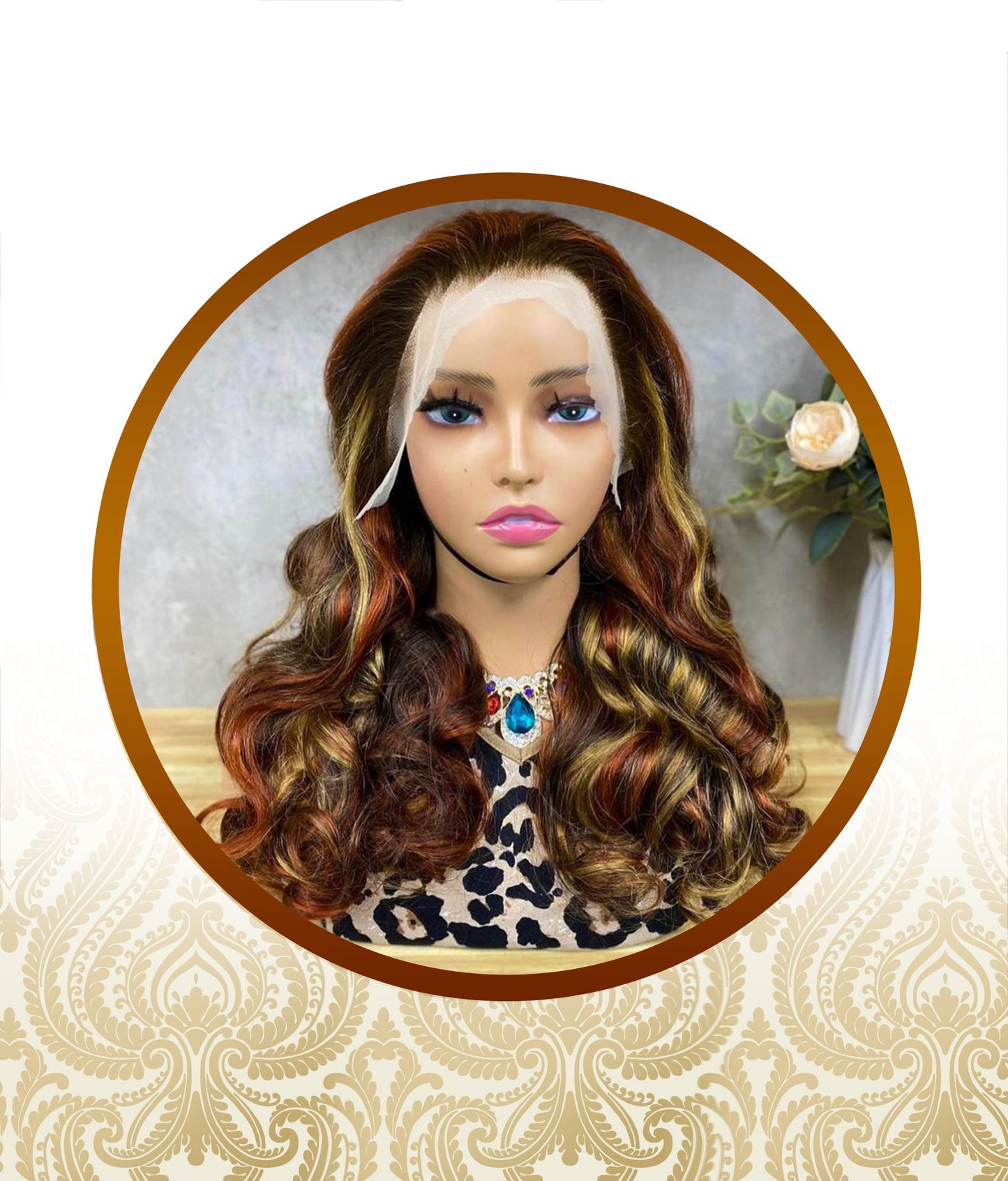 24" Glueless Mixed Highlight Bouncy Body-Loose Wave Double-Drawn Unit