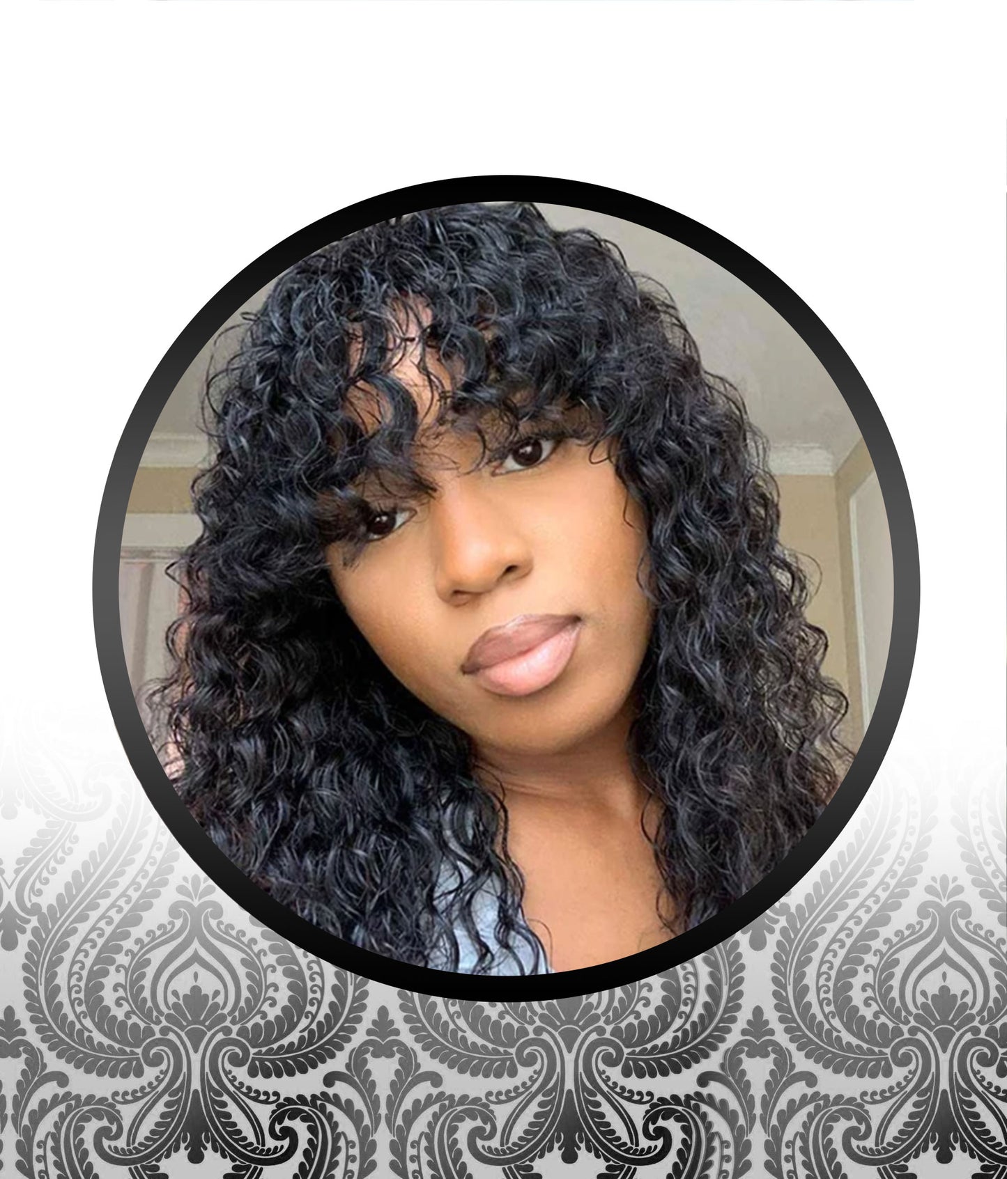 16" Waterwave Human HairBlend Fringe Wig