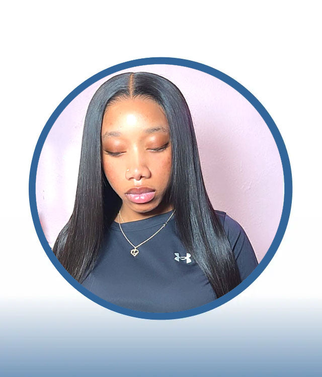 24" Straight Glueless T-part Lace Frontal Peruvian Wig