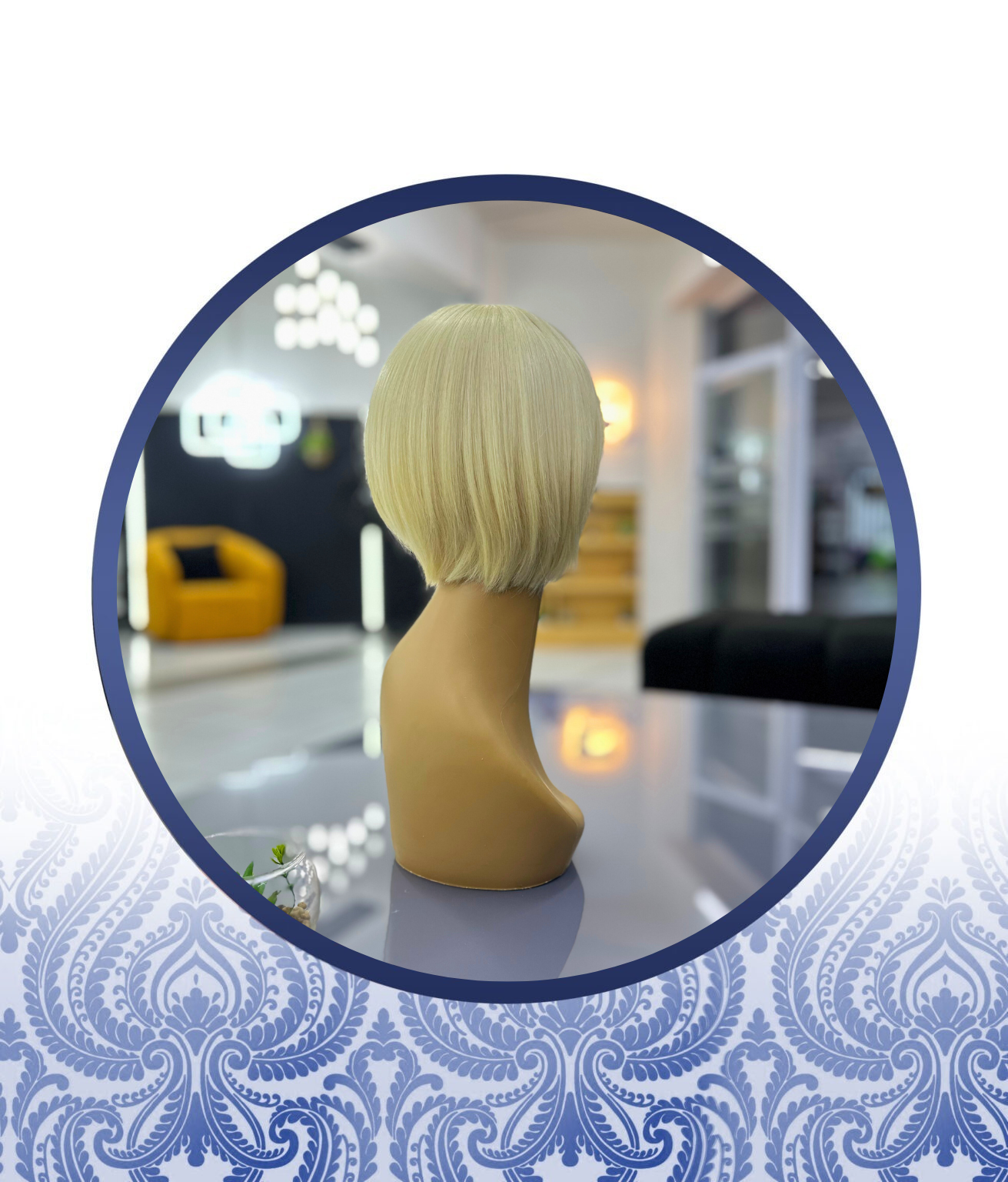 8" Brazilian glueless blonde fringe wig
