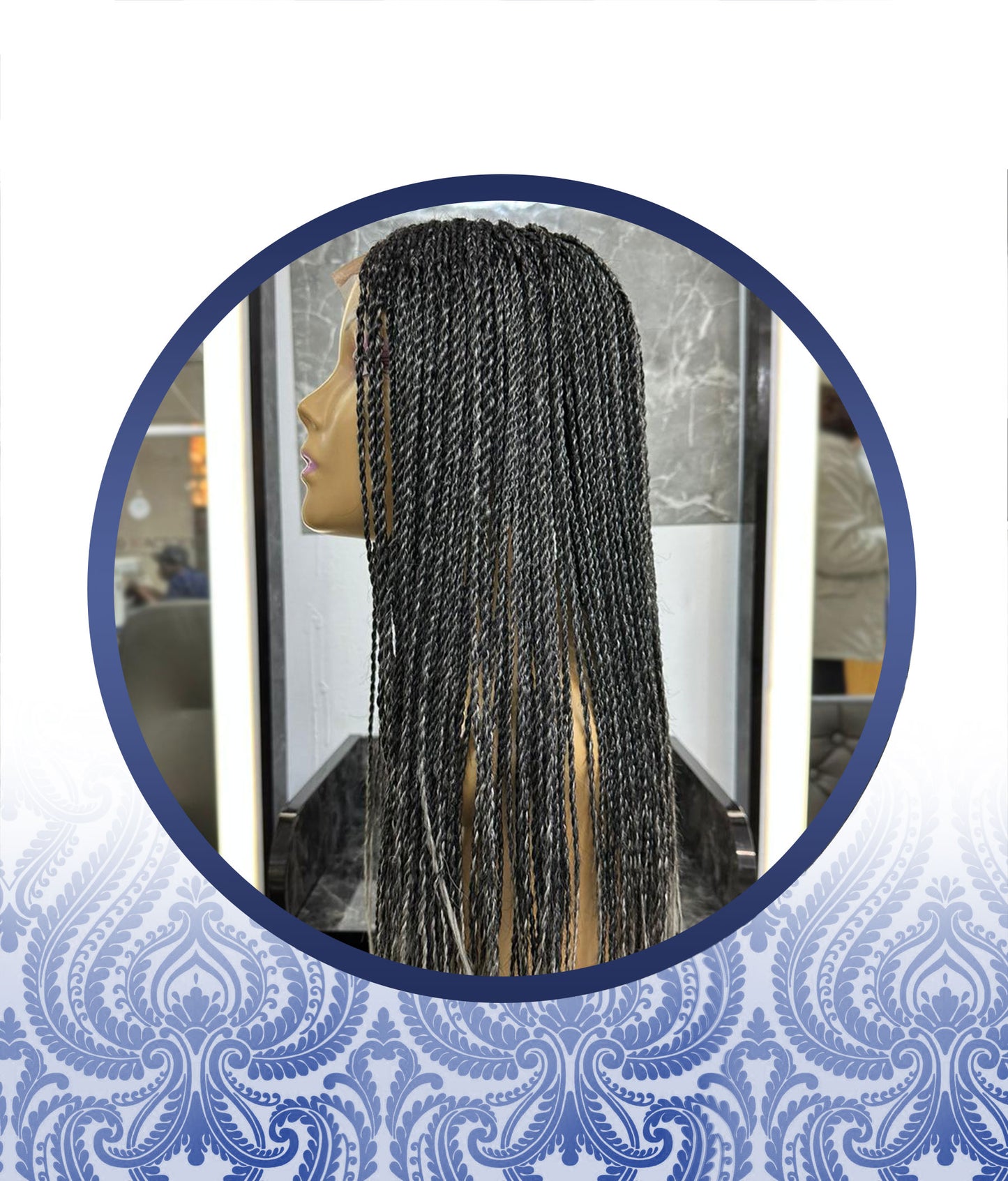 26" 4x4 Ombre Grey Twisted Wig