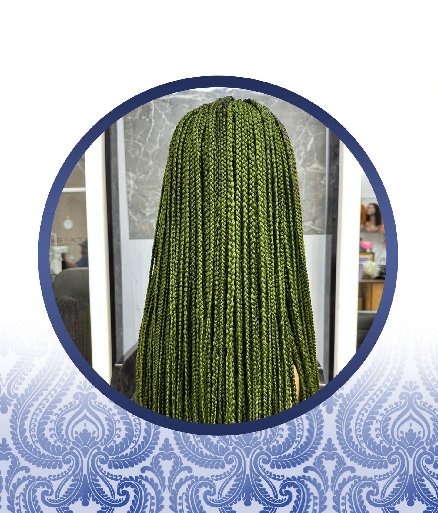 26" 4x4 Green Braided Wig
