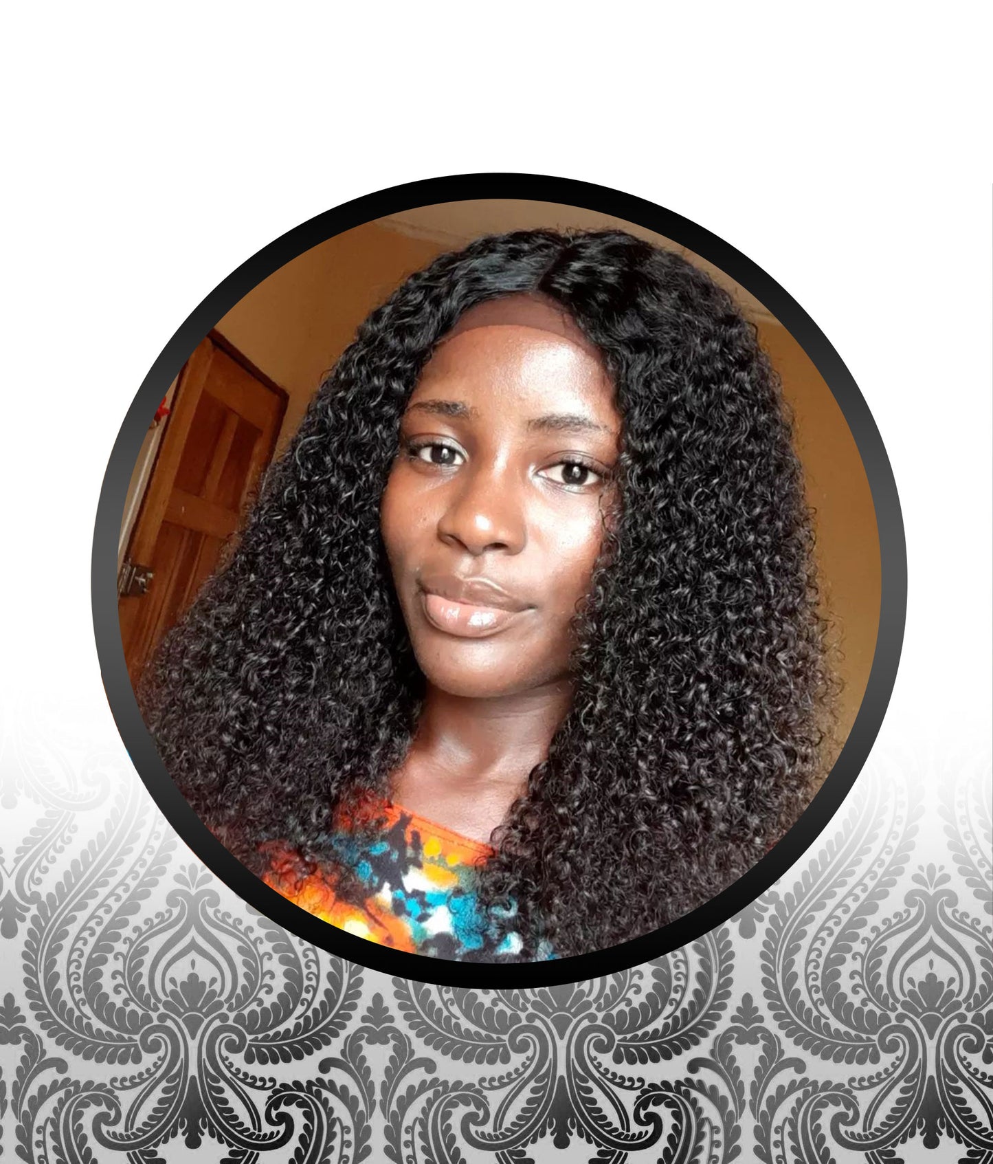 Middle-Part Human HairBlend Jerry Curl Wigs