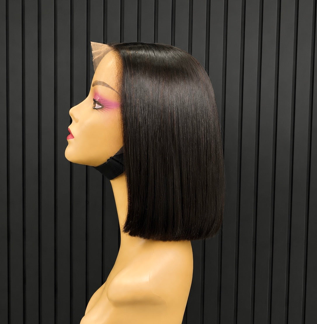 13x4 Raw Single Donor Straight Bob Peruca Natural 10" (HD LACE)