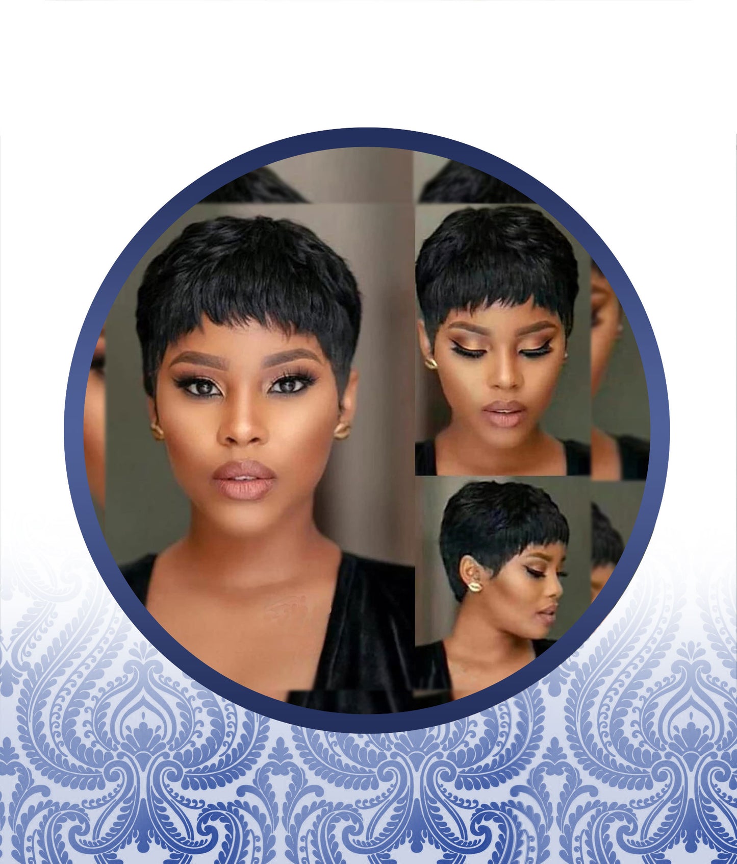 Layered glueless pixie cut