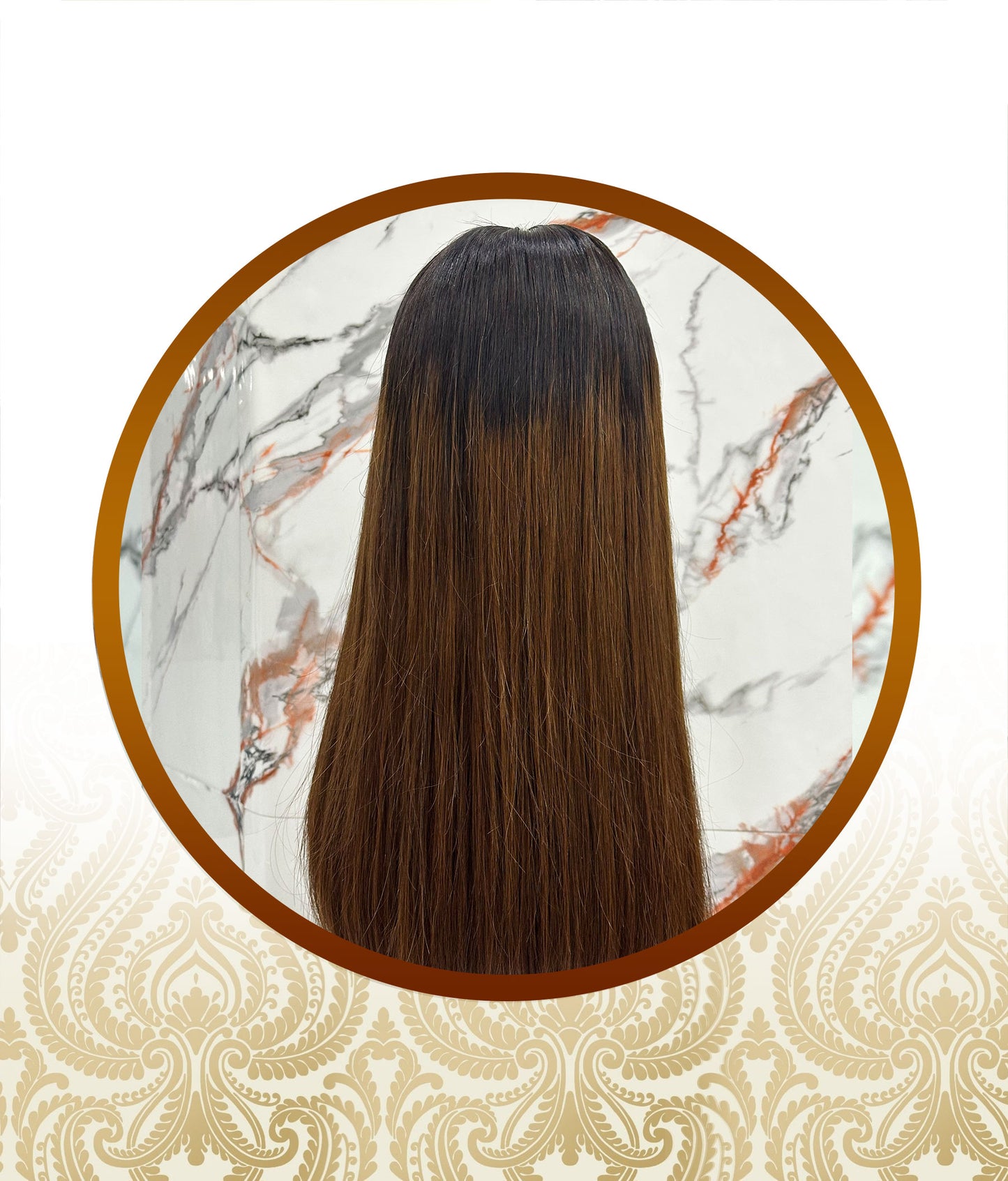 22" Glueless 2x6 ombre-chocolate brown vietnamese unit