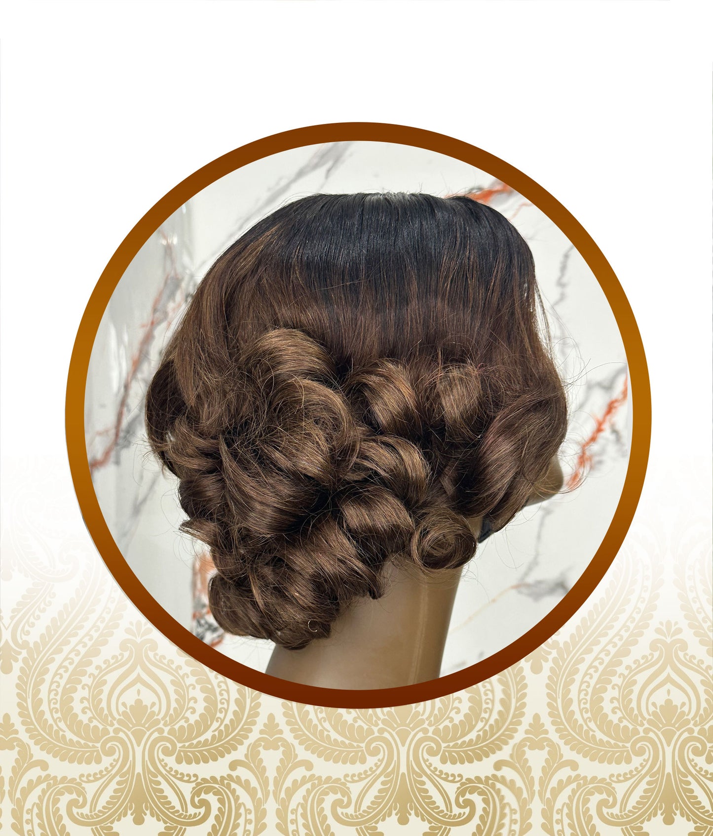 14″ 4×4 Glueless Ombre Chocolate Brown Bouncy Body-Loose Wave Double-Drawn Unit