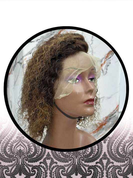 10" Malaysian Curl Highlighted Lace Frontal Grade10 Wig