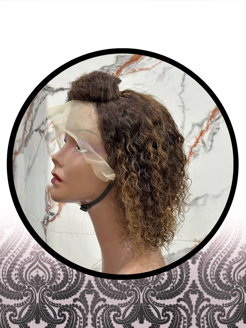 10" Malaysian Curl Highlighted Lace Frontal Grade10 Wig