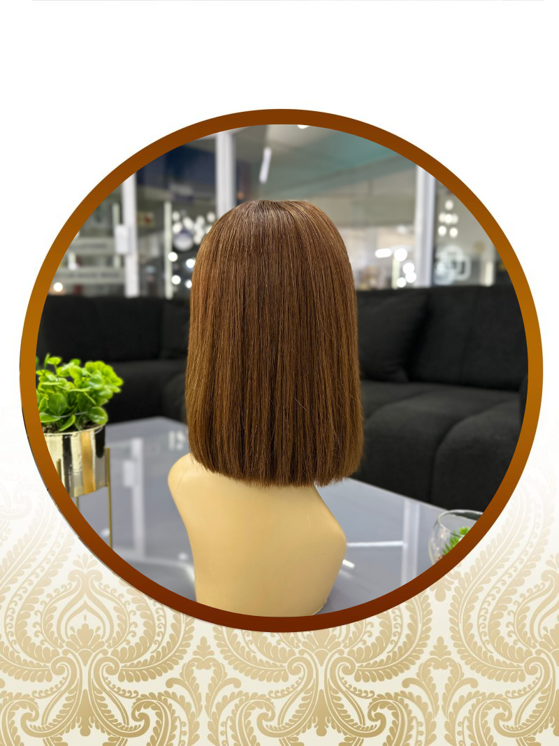 10" Super Single Drawn Brown 13x4 Frontal Lace Bob Unit