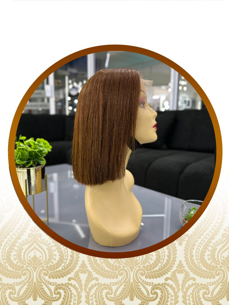10" Super Single Drawn Brown 13x4 Frontal Lace Bob Unit