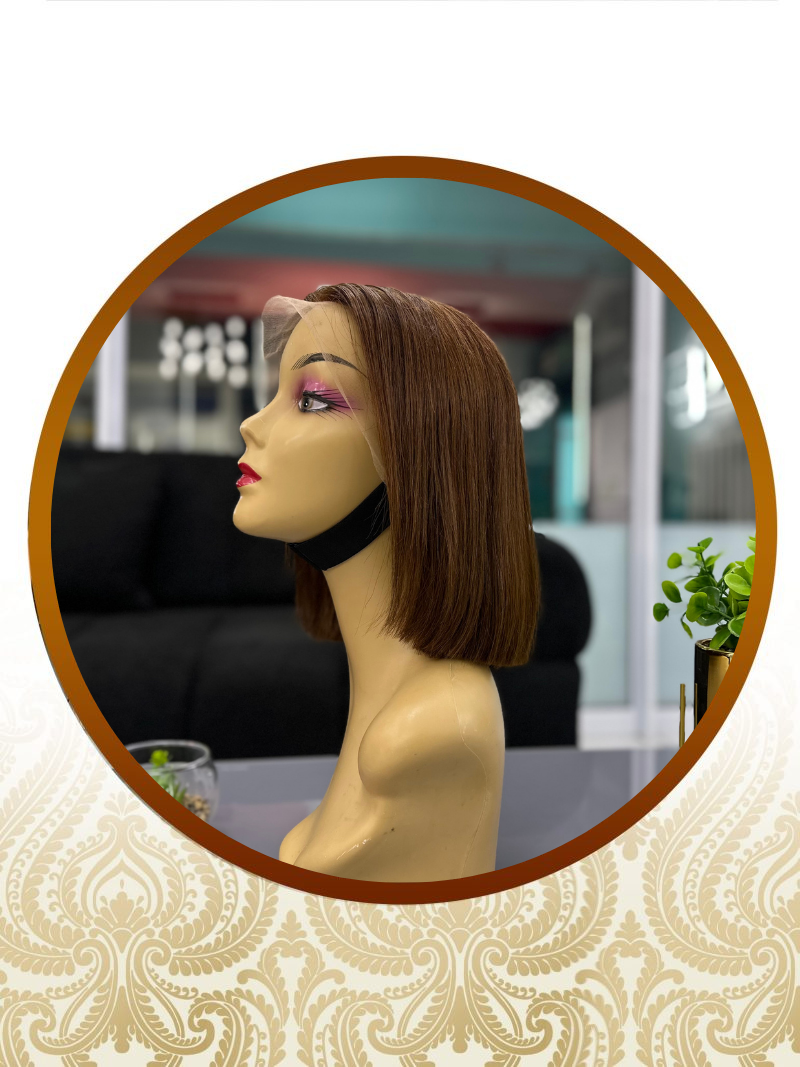 10" Super Single Drawn Brown 13x4 Frontal Lace Bob Unit