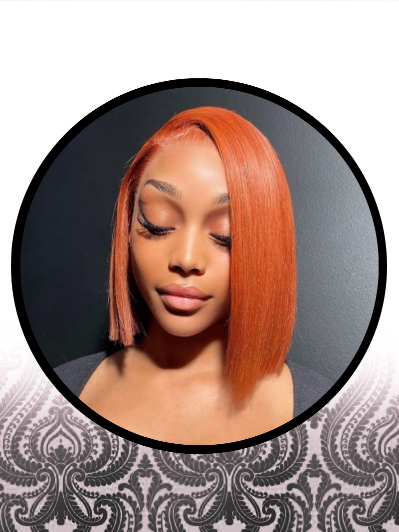 10" Straight Orange Lace Frontal Grade10 Wig