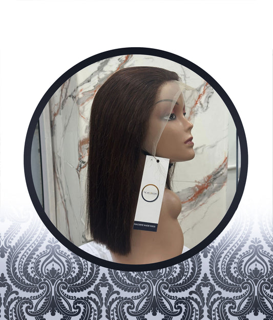12" Chocolate Brown Human Hairblend Glueless Frontal Wig