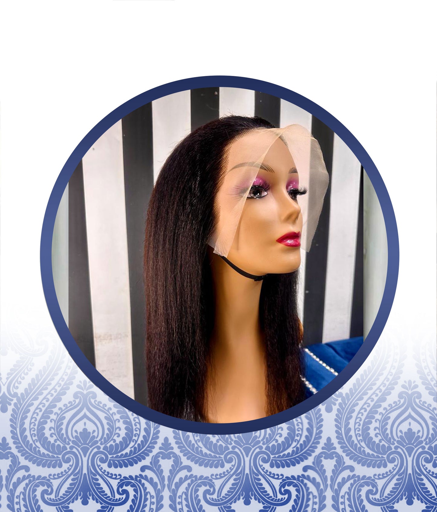 14" Straightkinky Full Frontal Lace Wig