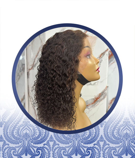 14 Inch Chocolate Brown Lace Frontal Waterwave Wig