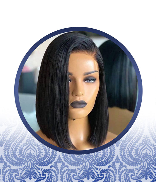 12" 4x4 Preplucked Side Swoop Lace Bob Wig