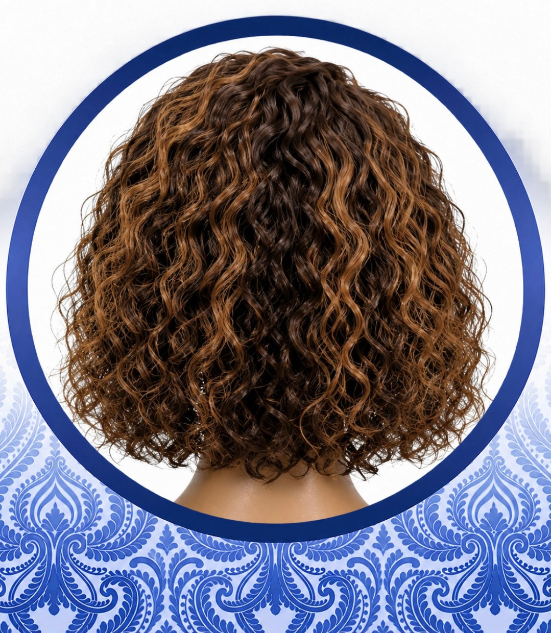 10" highlighted waterwave Glueless lace frontal wig
