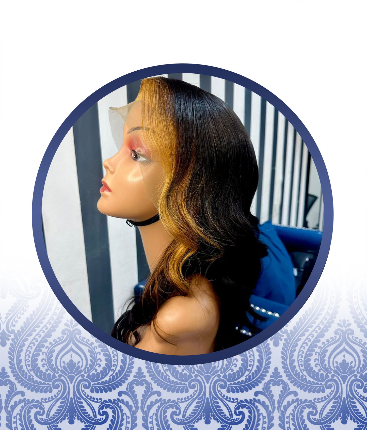 18” CUSTOMIZED READYTOGO FRONTAL BLONDE MIX BLACK LOOSE-WAVE WIG