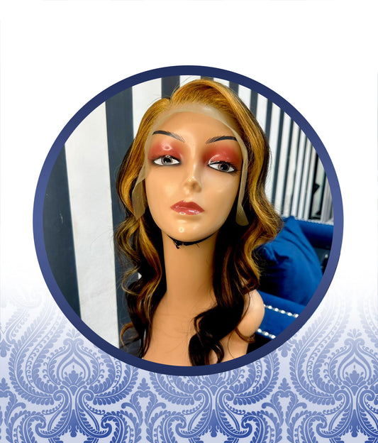 18” CUSTOMIZED READYTOGO FRONTAL BLONDE MIX BLACK LOOSE-WAVE WIG