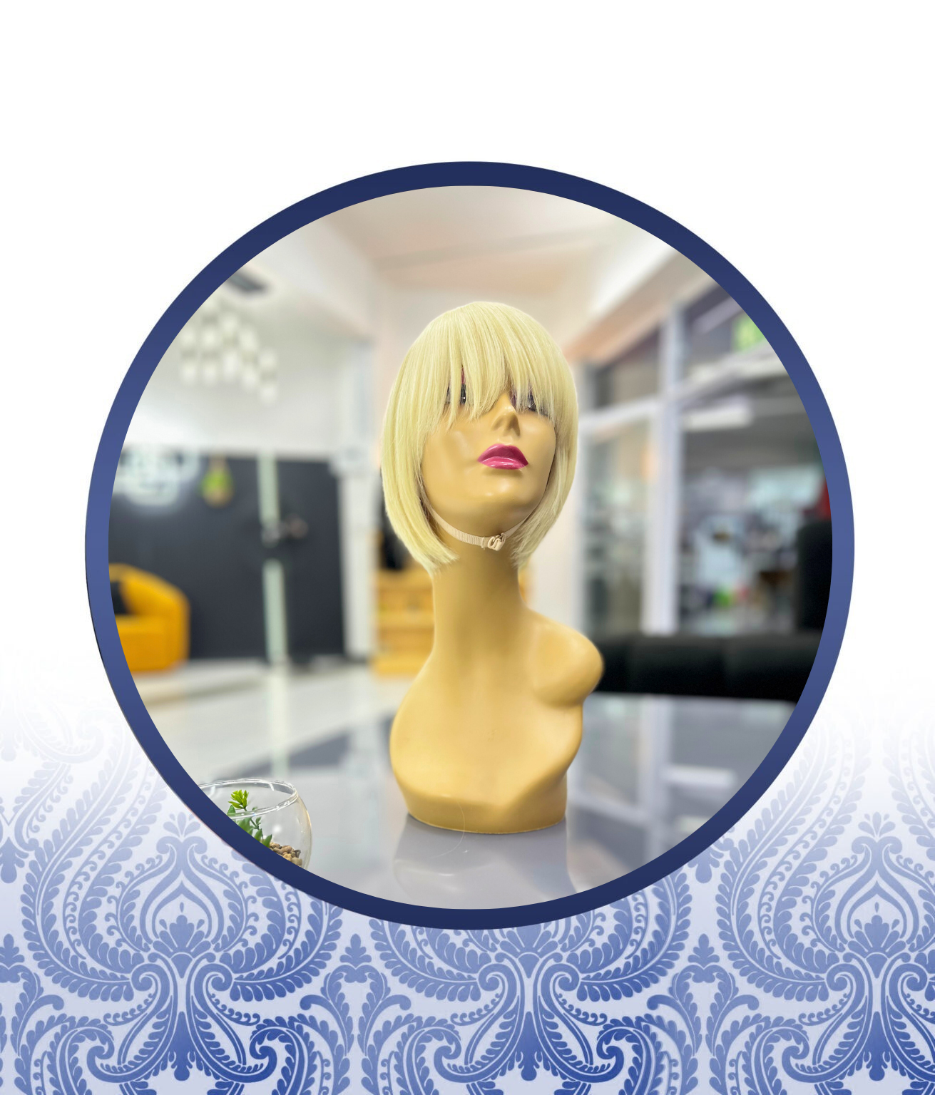 8" Brazilian glueless blonde fringe wig