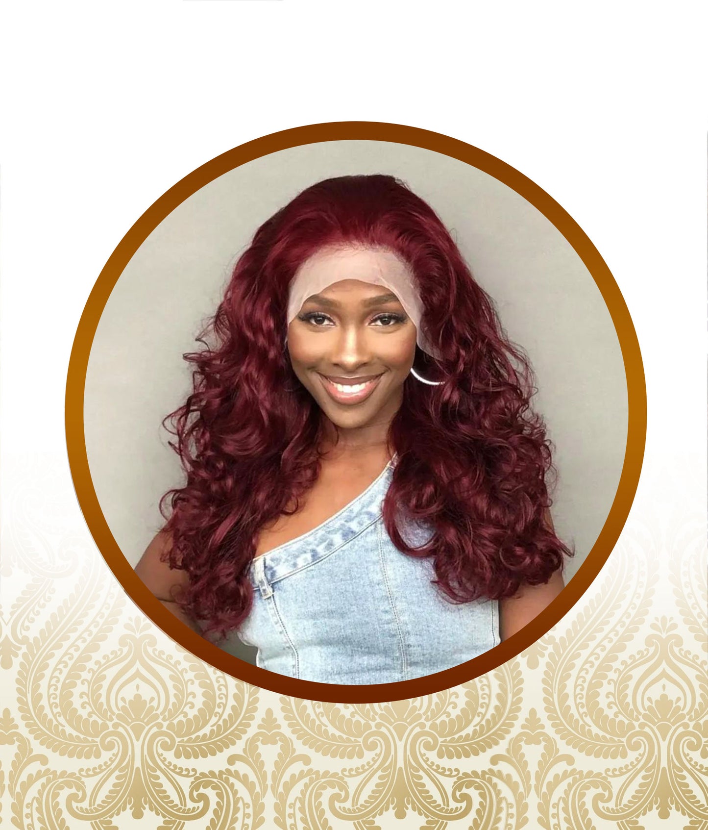 24'' Glueless WineRed Bouncy Body-Loose Wave Double-Drawn Unit