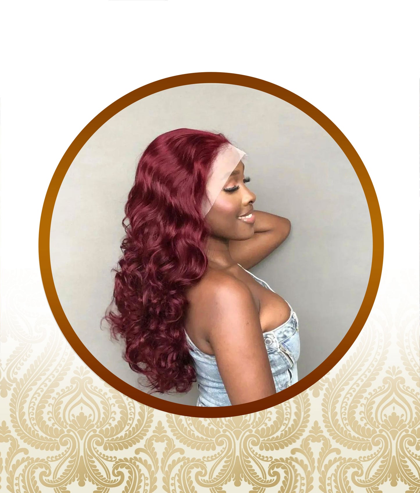 24'' Glueless WineRed Bouncy Body-Loose Wave Double-Drawn Unit