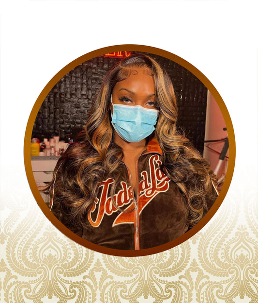 24" Glueless Mixed Highlight Bouncy Body-Loose Wave Double-Drawn Unit
