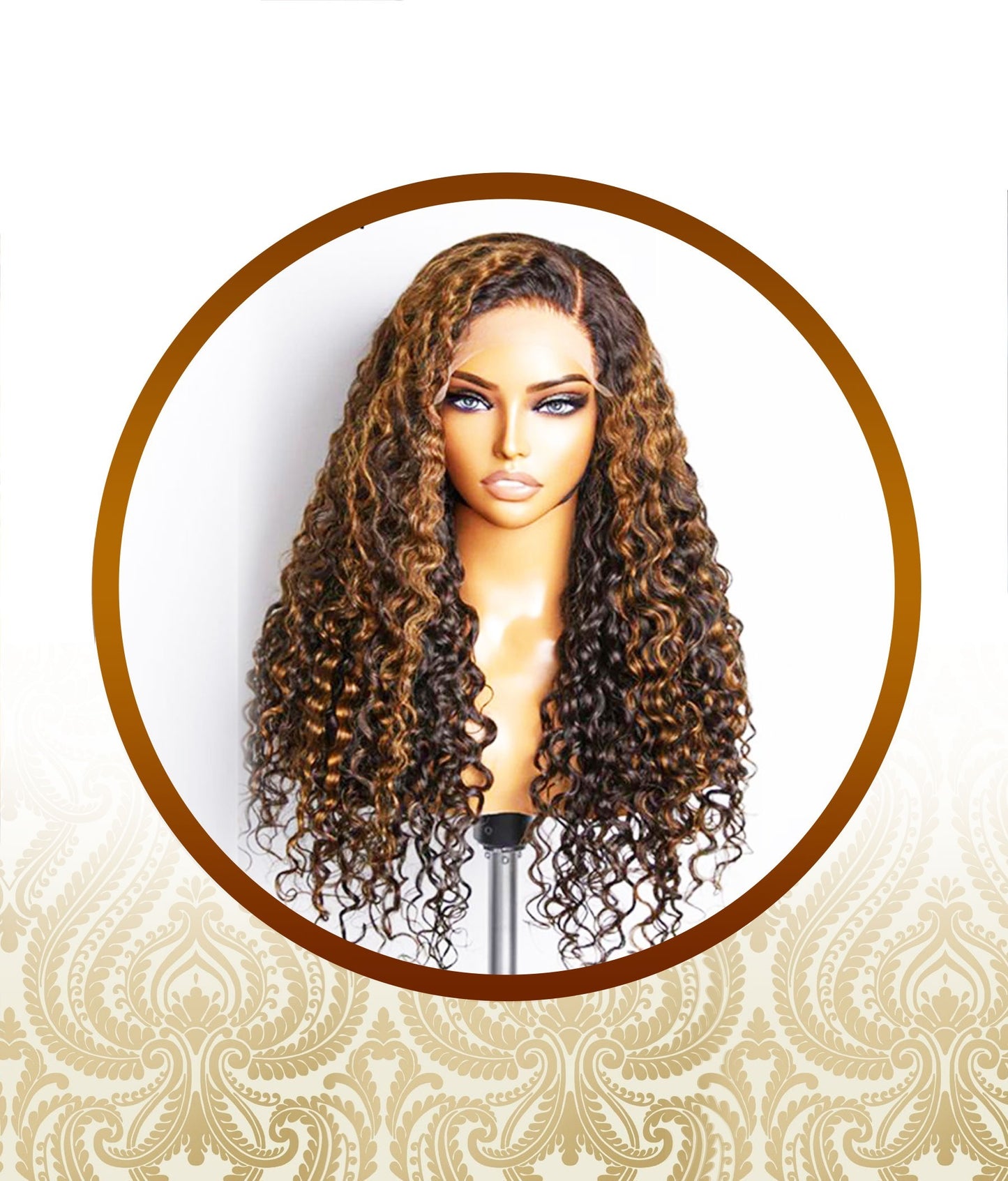 24" Glueless Brown Highlighted Double Drawn Deepwave 4x4 Lace Wig