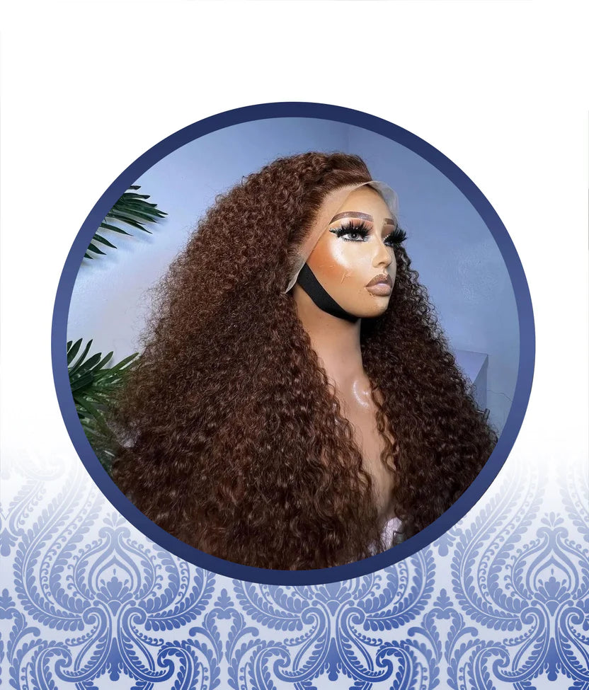 30 Inch Chocolate Brown Lace Frontal Jerry Curl Wig