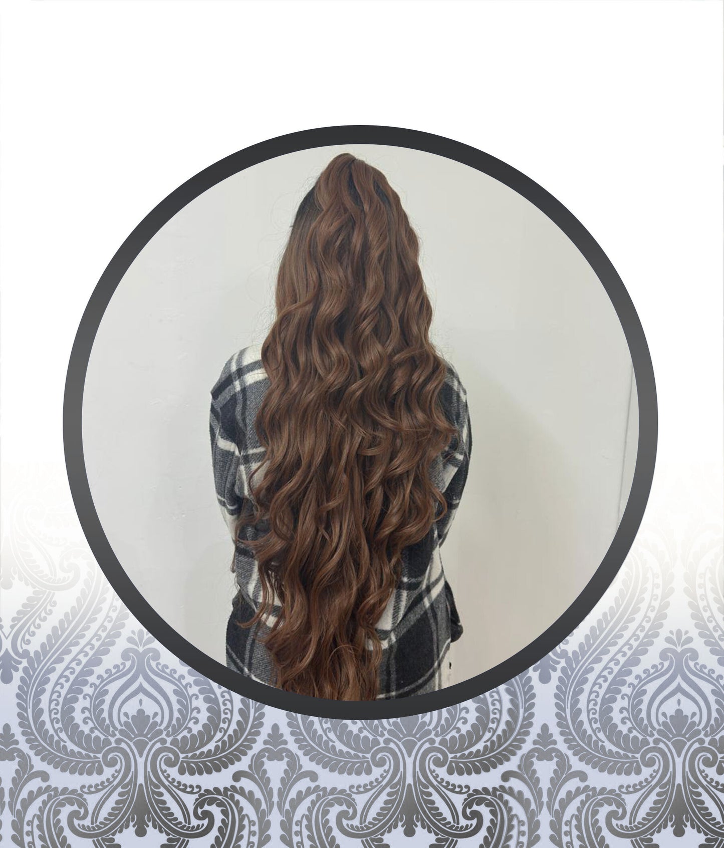 40" Ombre-Brown Bodywave Human HairBlend Glueless Frontal Wig
