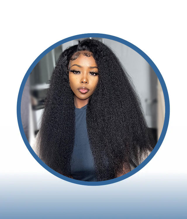 28" Lace Frontal Kinky Straight Pre-plucked Fully Customized Wig