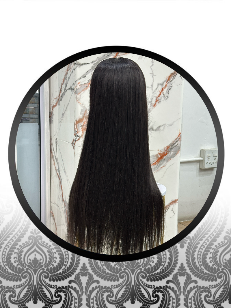 30″ Straight Human HairBlend Glueless Lace Frontal
