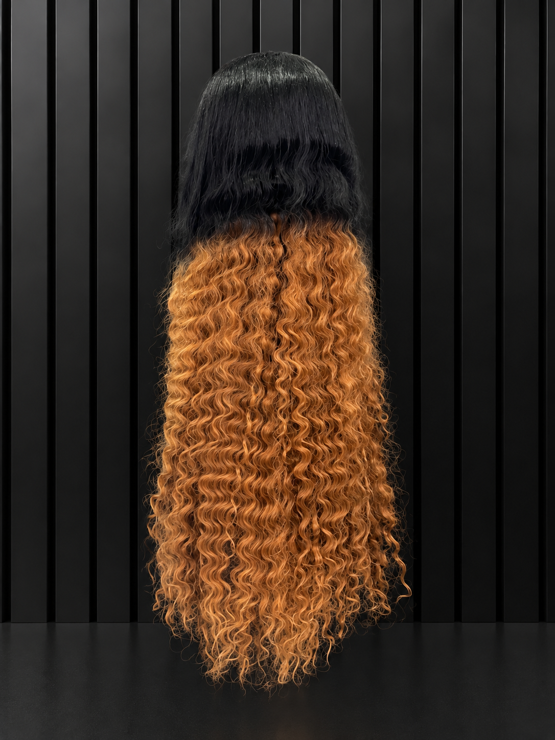 HUMAN HAIR BLEND - OMBRE HONEY BLOND AND BLACK WAVEY CURLS