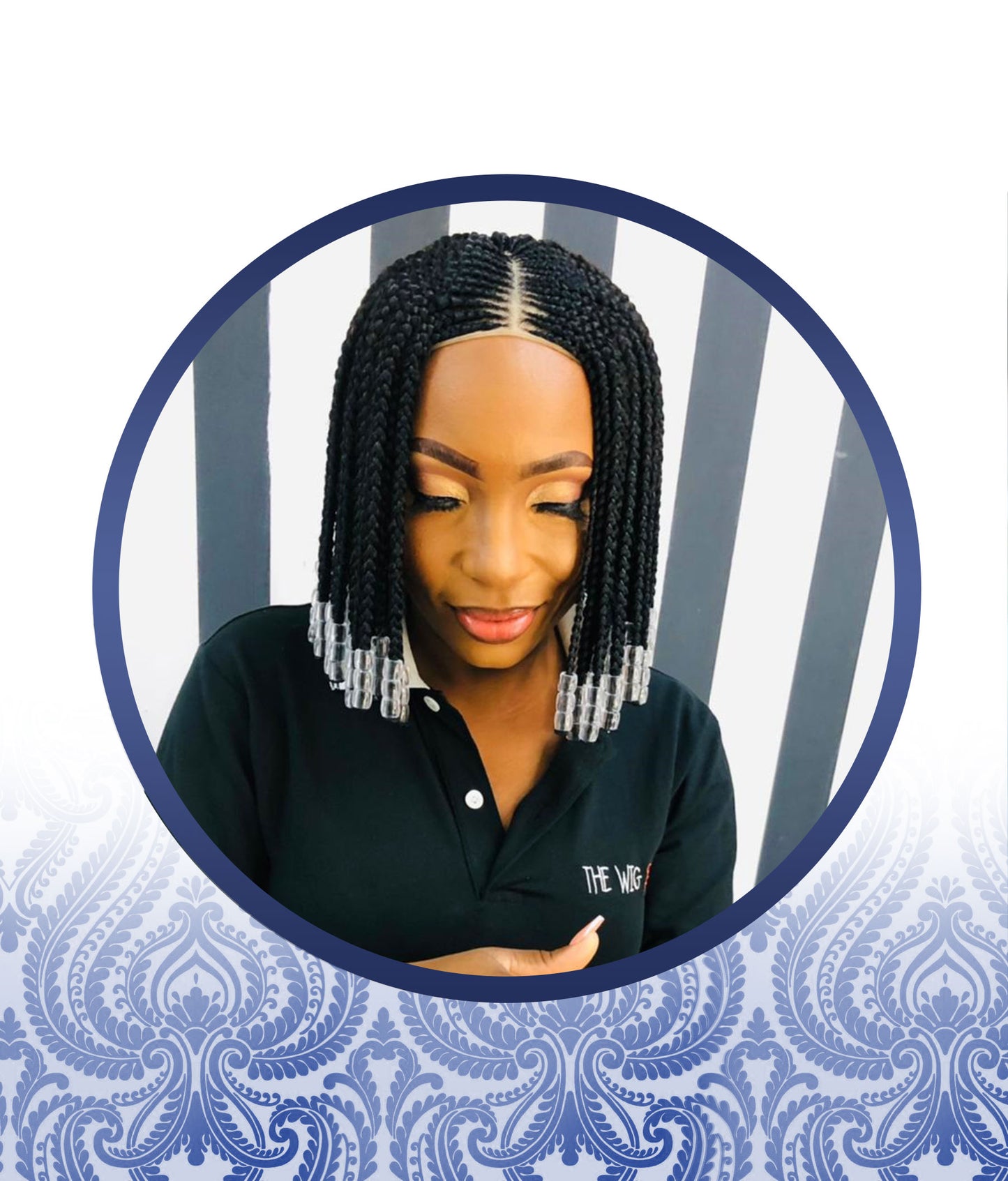 Braided Bob Wig With Beads