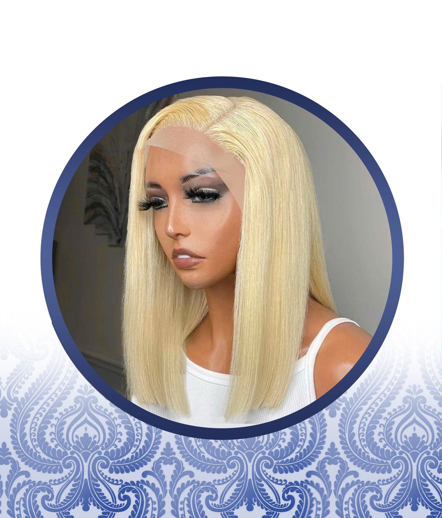 12" Straight Platinum Lace Frontal Wig