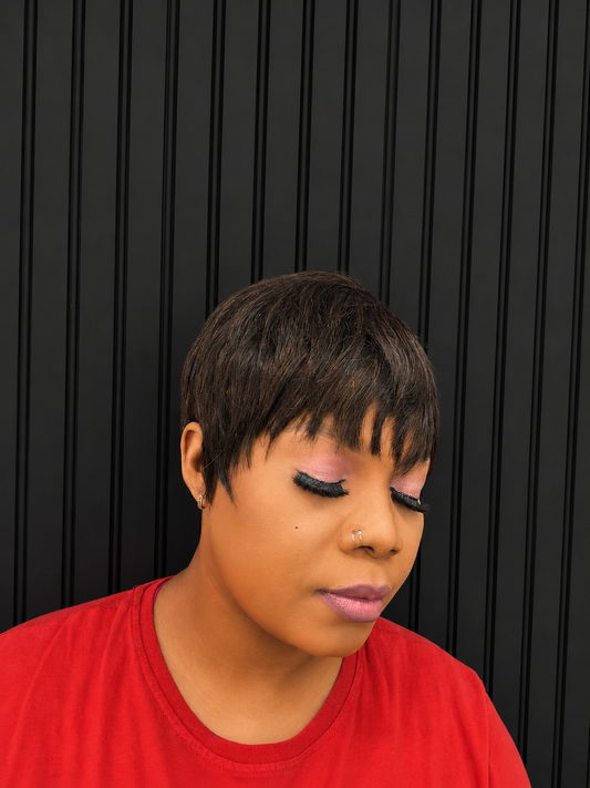 SHORT BROWN PIXIE WIG