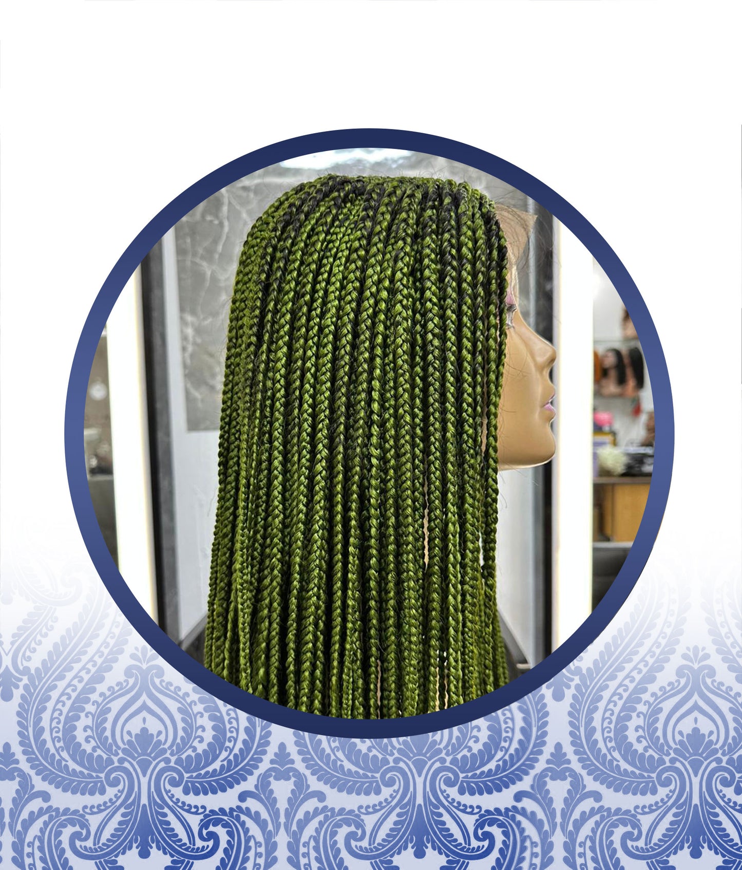 26" 4x4 Green Braided Wig