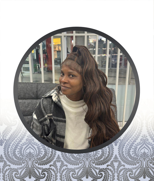 40" Chocolate Brown Bodywave Human HairBlend Glueless Lace Frontal