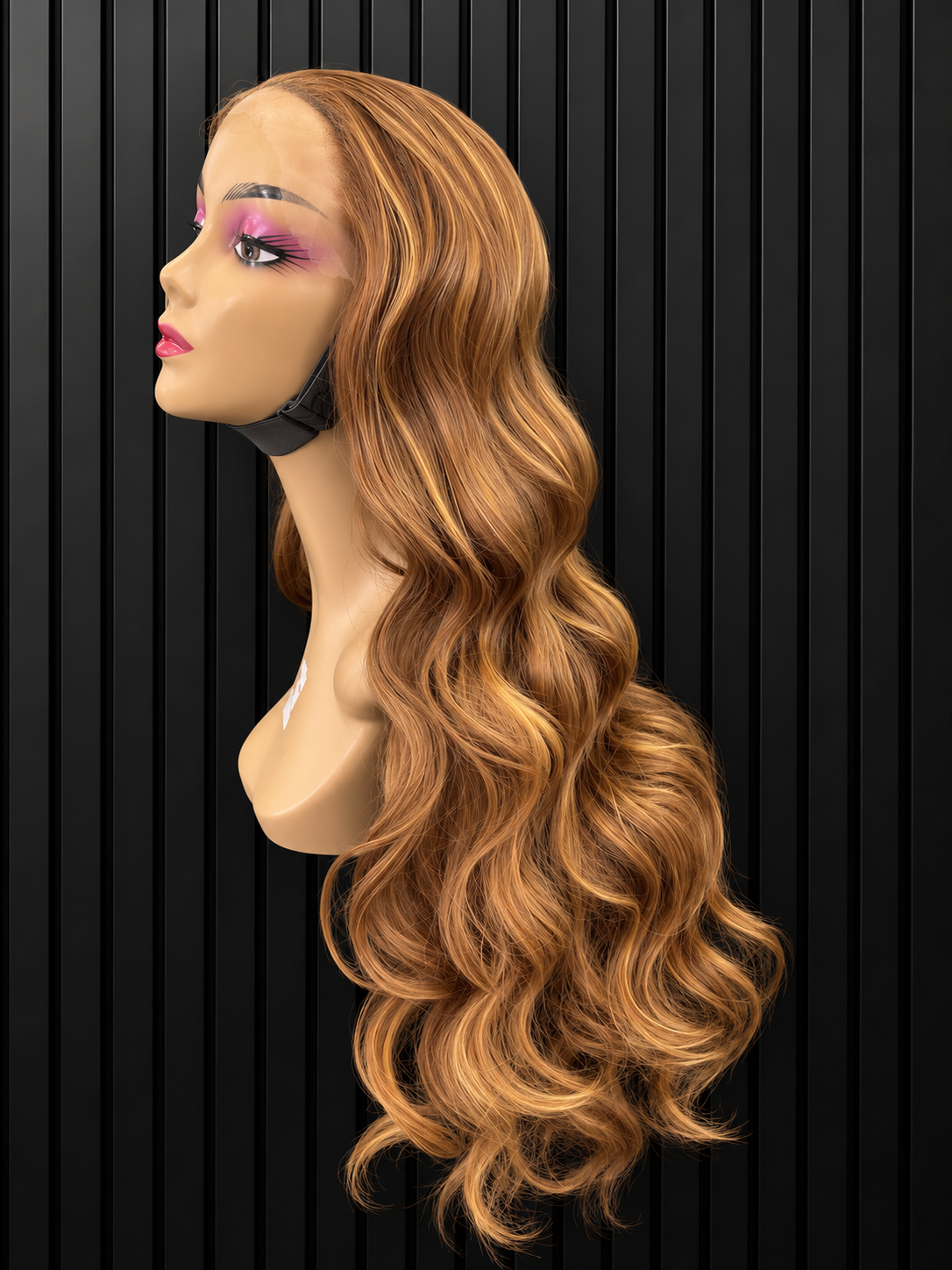 30" HUMAN HAIRBLEND HONEY CARAMEL BODY-WAVE LACE FRONTAL WIG