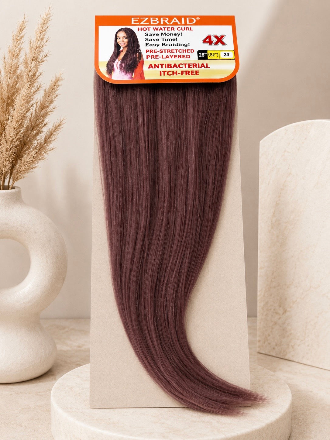 ( EZBRAID®️ Hot Water Curl in #33 ) 40 in a Box . WARM BROWN FIBRE
