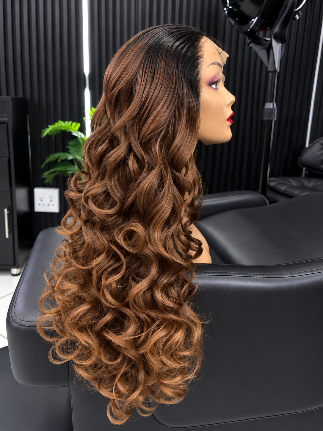 30" HUMAN HAIRBLEND OMBRE CHOCOLATE BROWN LACE FRONTAL  WIG