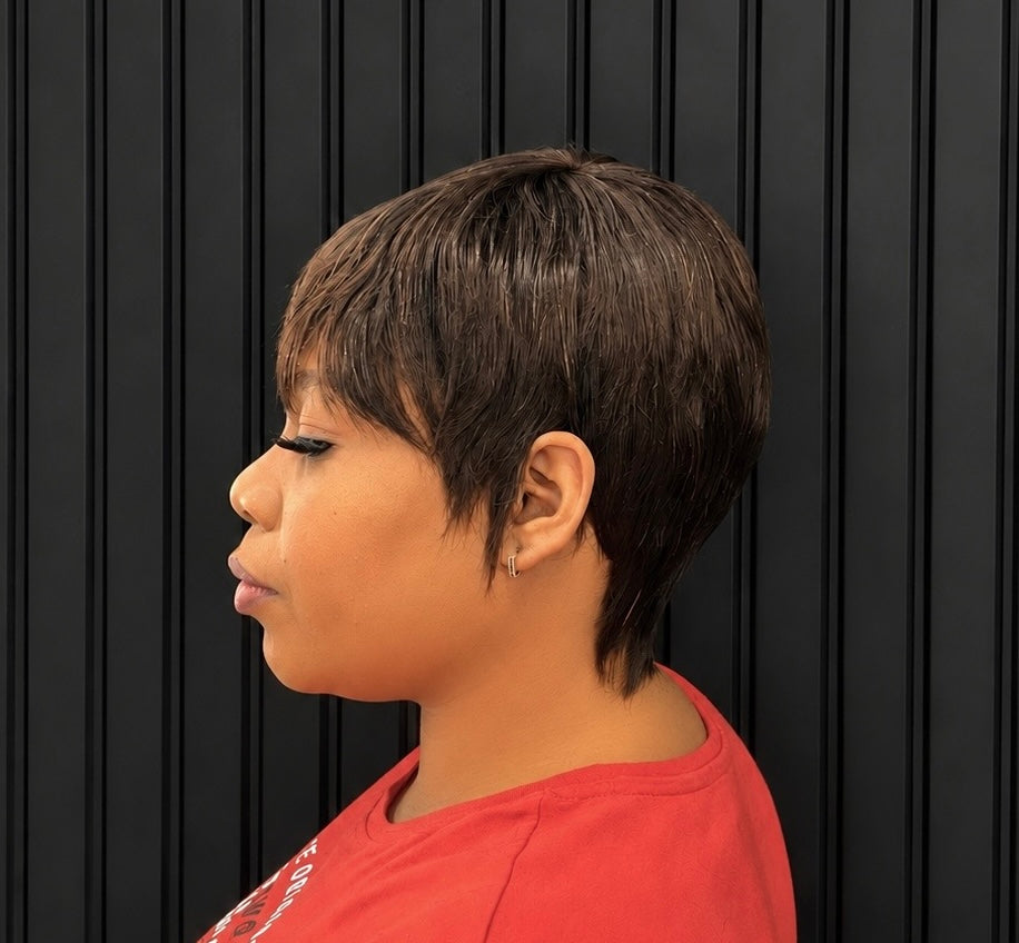 SHORT BROWN PIXIE WIG