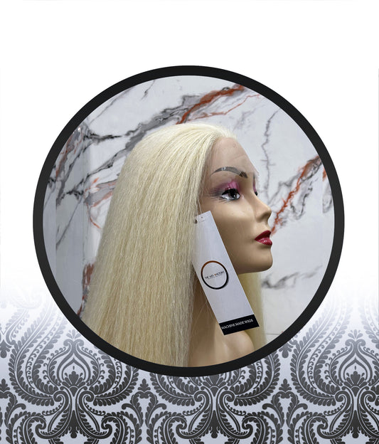 36″ Kinky Straight Blonde Human HairBlend Glueless Lace Frontal