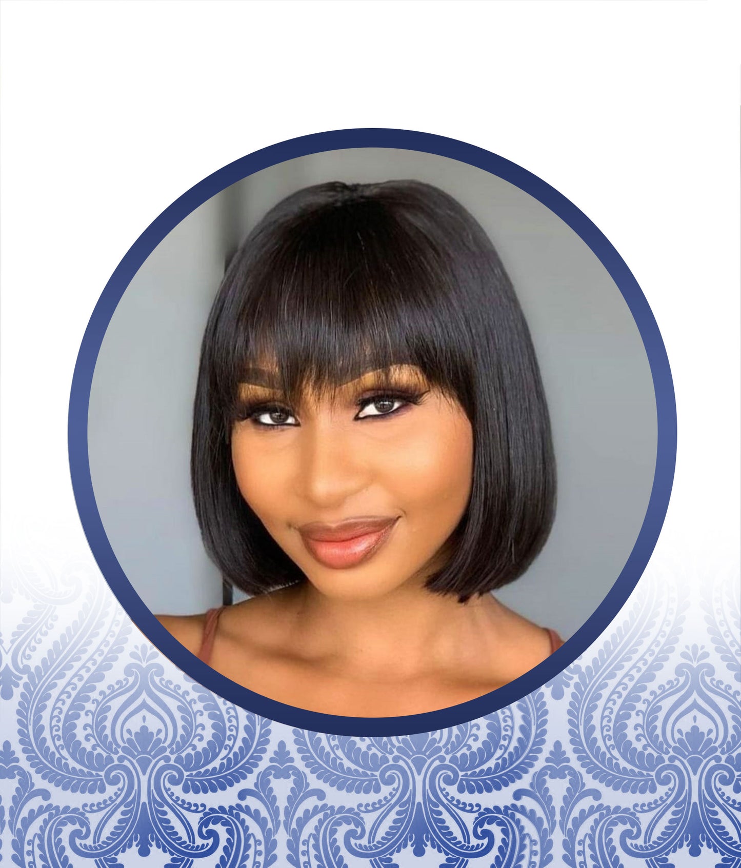 Chinese Bob With a Removeable Fringe Clip/Bang Wig