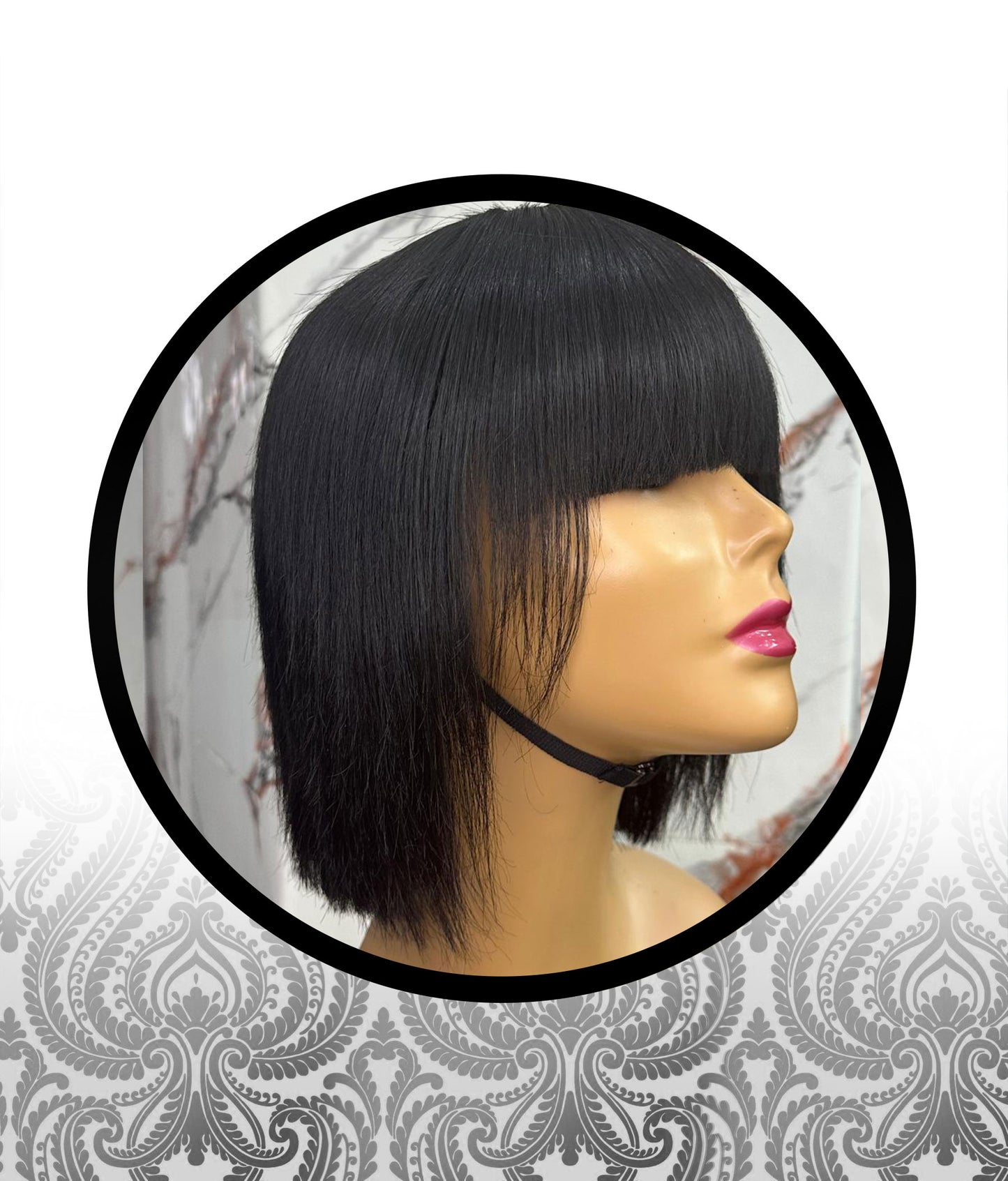 8″ Straight Human HairBlend Fringe Wig