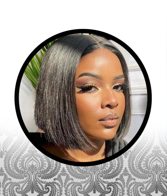 8″ Straight Human HairBlend Middle-Part Wig